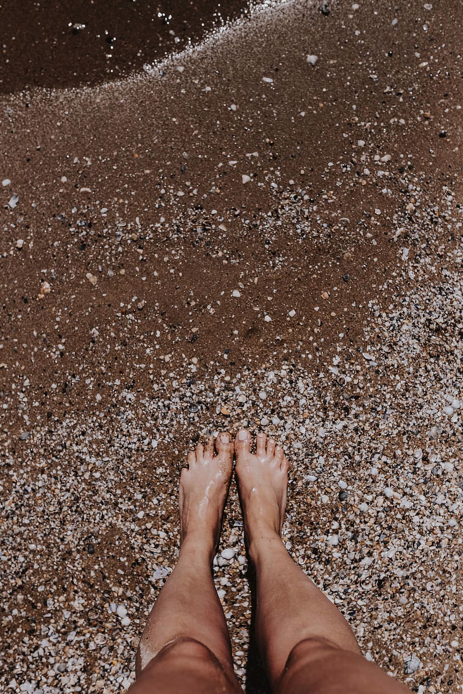 piernas, arena, hembra, playa, caucásico, océano, persona, mar, verano, agua