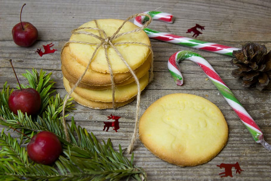horneados, galletas, dos, bastones de caramelo, navidad, adviento, pasteles, hornear, comer, dulces