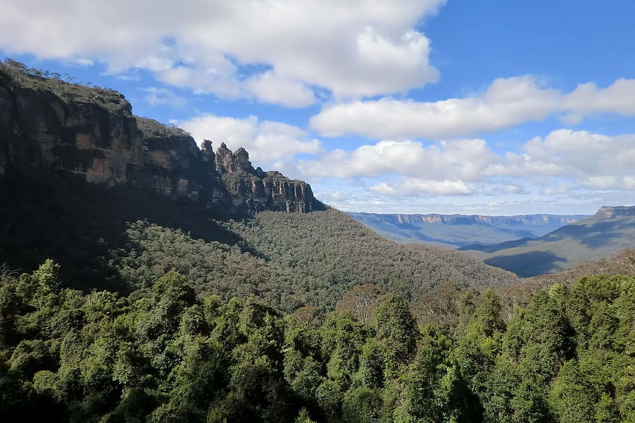 blue mountains, new south wales, australia, mountain, sky, beauty in nature, tree, cloud - sky, scenics - nature, tranquility