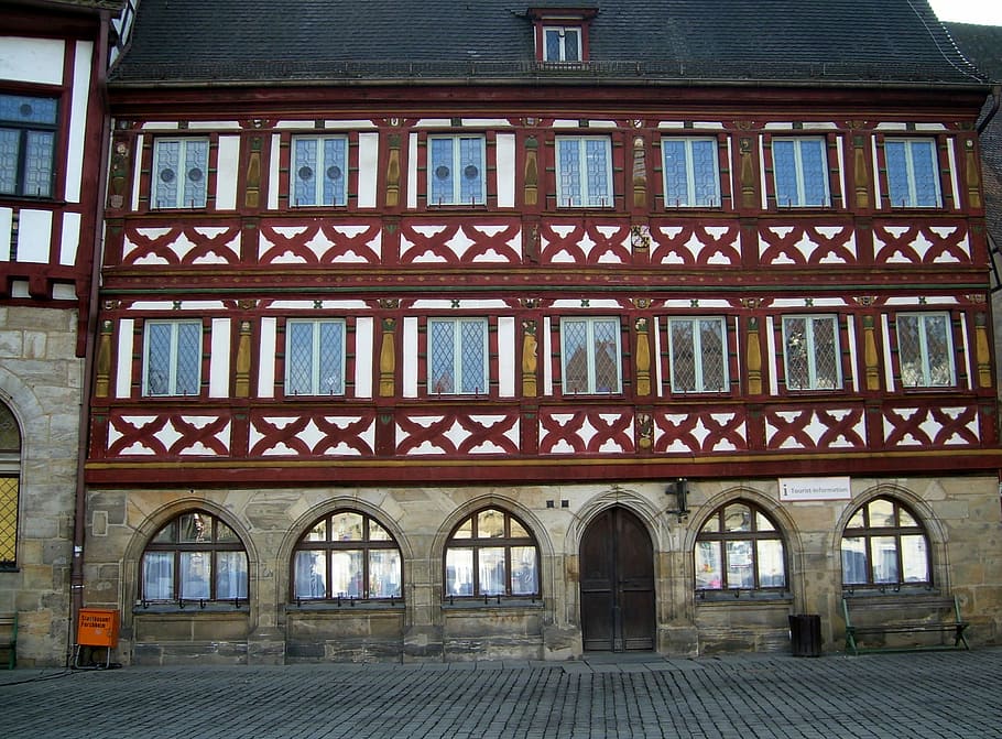 truss, fachwerkhaus, home, building, architecture, franconian timber-frame, historically, places of interest, facade, old town