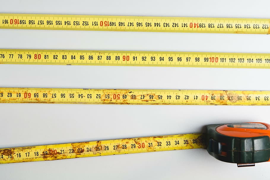 flat, lay, photography, tape measure, white, surface, yellow, measuring, tape, measuring tape