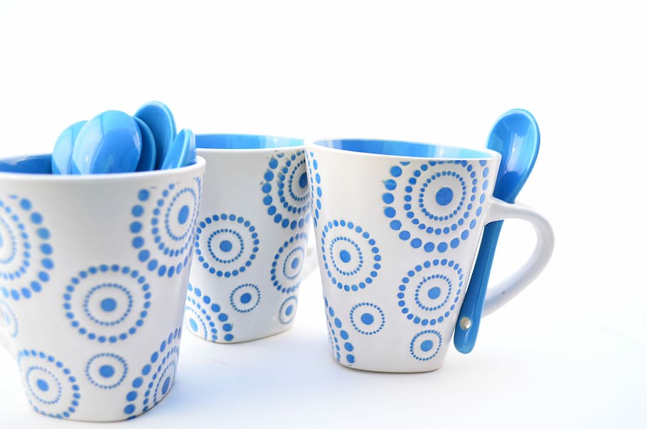 Coffee, Kitchen, Cafe, Cup, Drink, cup, drink, spoons, crockery, restaurant, blue