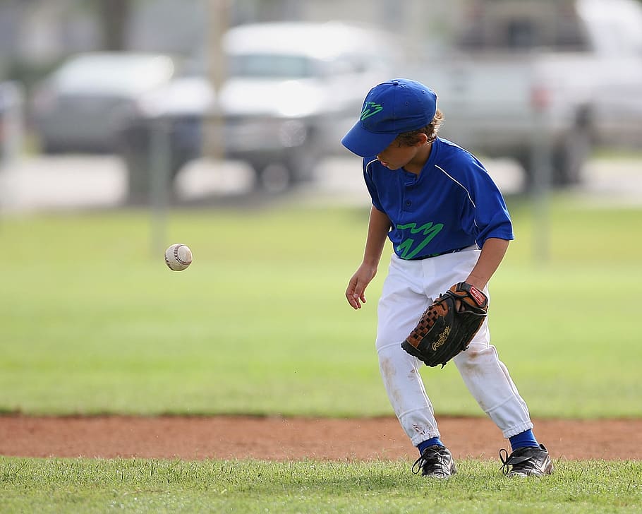 Baseball, Little League, Player, Bounce, ball, boy, game, youth, field, uniform