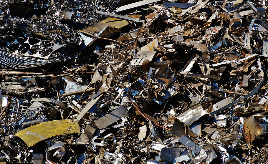 ferro, sucata, reciclagem, velho, ferro-velho, lixo, sucata Metal, lixo Despejo, pilha, esmagado