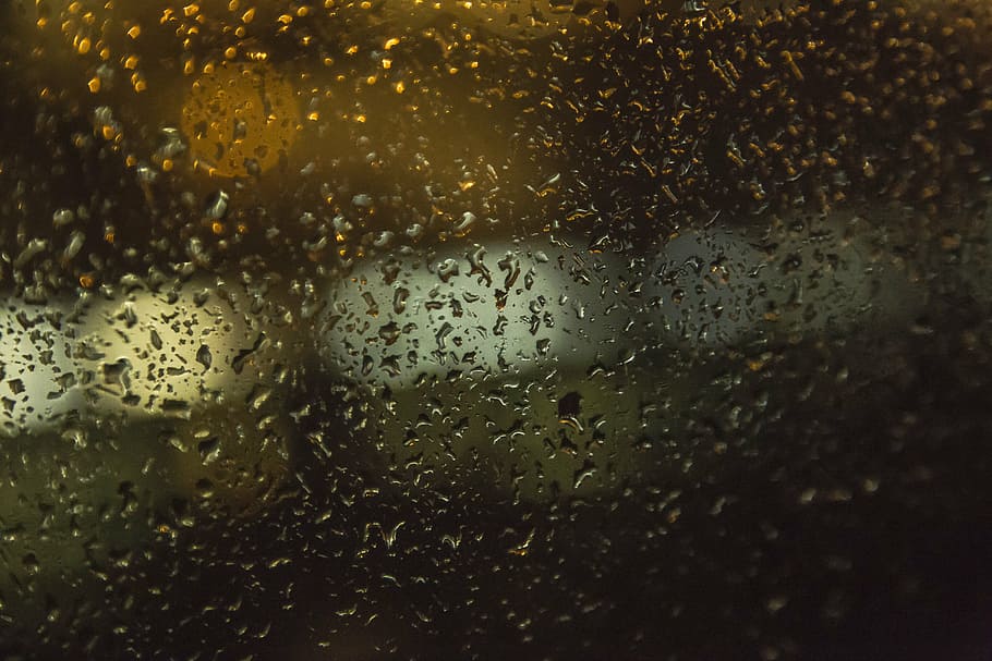 bokeh, window, rain, night, lights, drops, droplets, raindrop, drop, wet