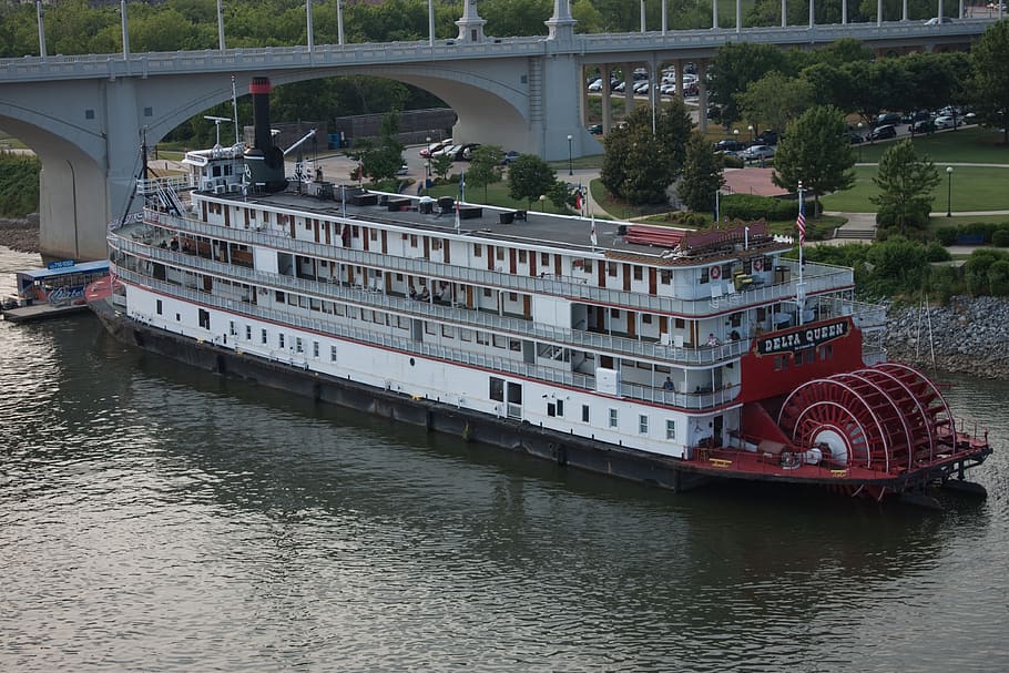 paddle steamer, riverboat, river, chattanooga, tennessee, delta queen, transportation, nautical vessel, water, mode of transportation