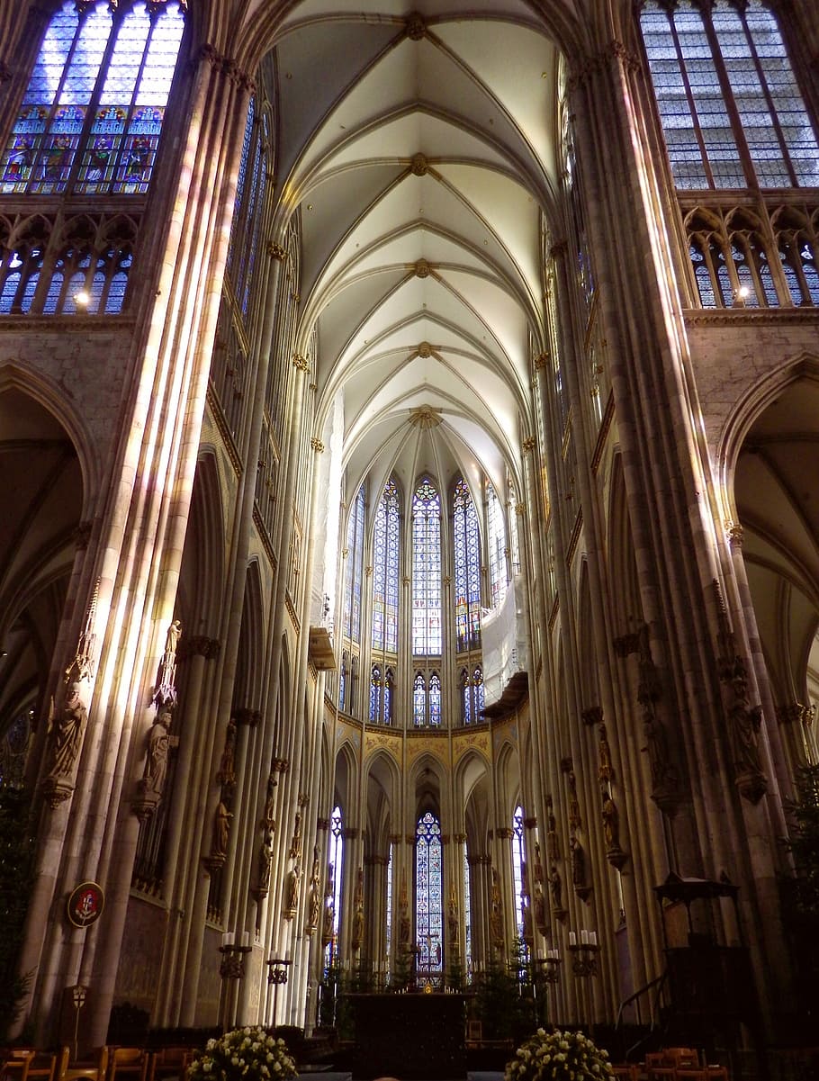 Katedral Cologne, Gothic, cologne pada rhine, arsitektur, paduan suara, gereja, kaca patri, cahaya, cologne, dom