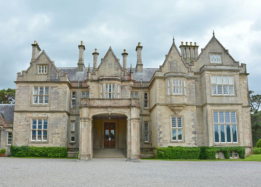 beige mansion, manor house, english, muckross house, killarney, national park, architecture, country house, county kerry, ireland