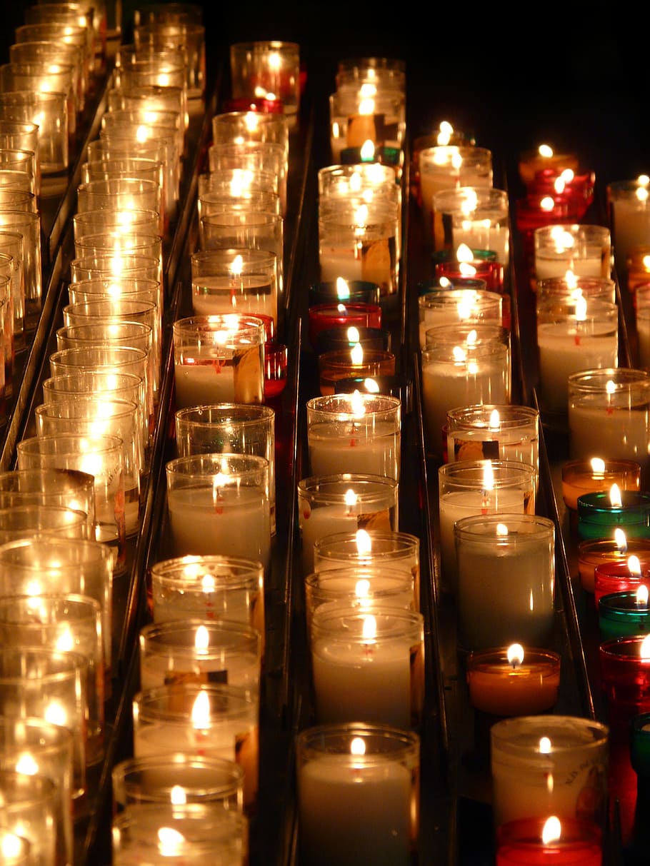 candles, memorial lights, flame, commemorate, light, lights, victims, sacrificial candle, church, candlelight