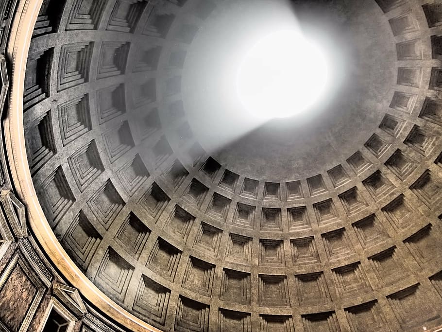 pantheon, rome, rotonda, dome, architecture, cupola, circle, geometric shape, history, travel destinations