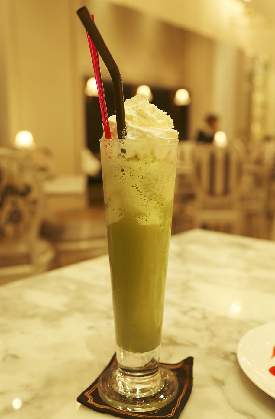claro, blanco, mesa de mármol, té verde, té, té de Tailandia, té helado tailandés, verde, bebida, leche