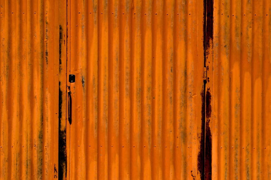 orange, texture, corrugated, pattern, gold, grunge, paint, color, bright, door
