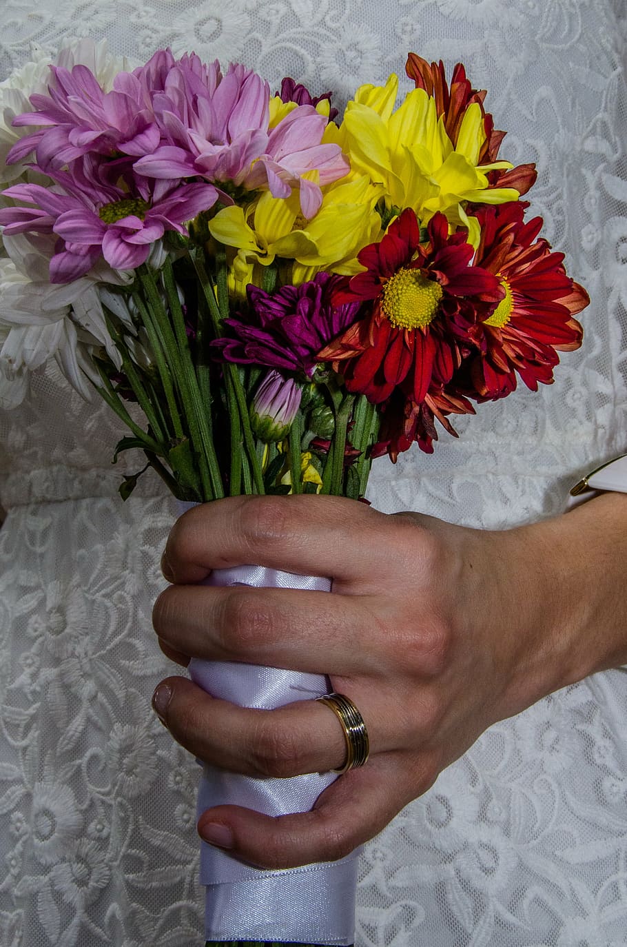 flower, boque, alliance, income, marriage, human hand, hand, flowering plant, one person, holding