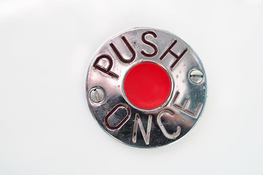 silver-colored button, button, alert, push, stop, bus, signal, message, binary, metal