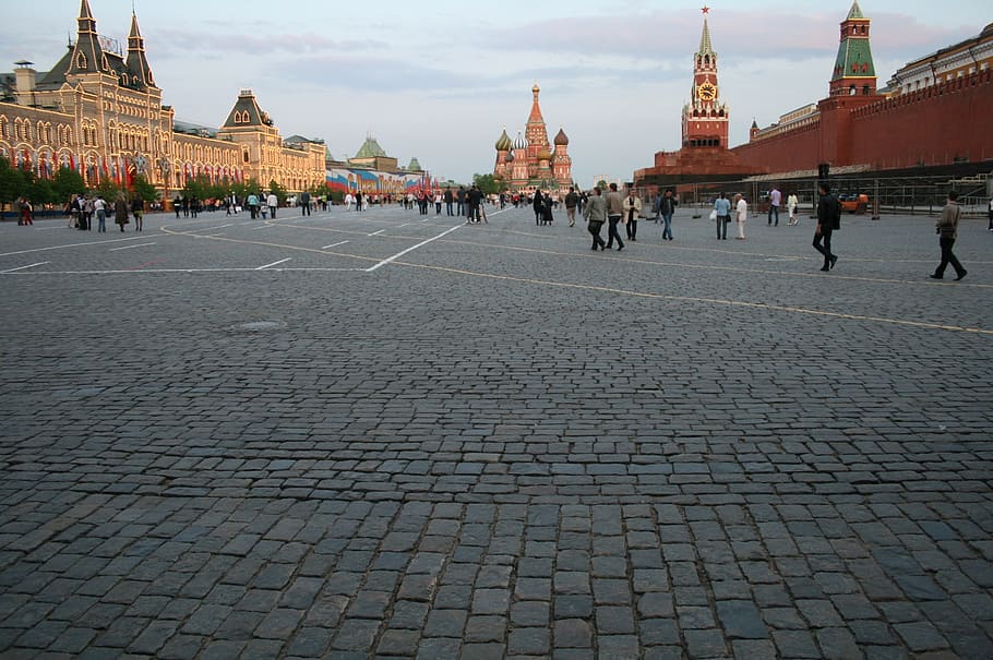 st.basil's basilica, red square, kremlin wall, red, st basil's cathedral, paving, vast, expansive, plaza, historic