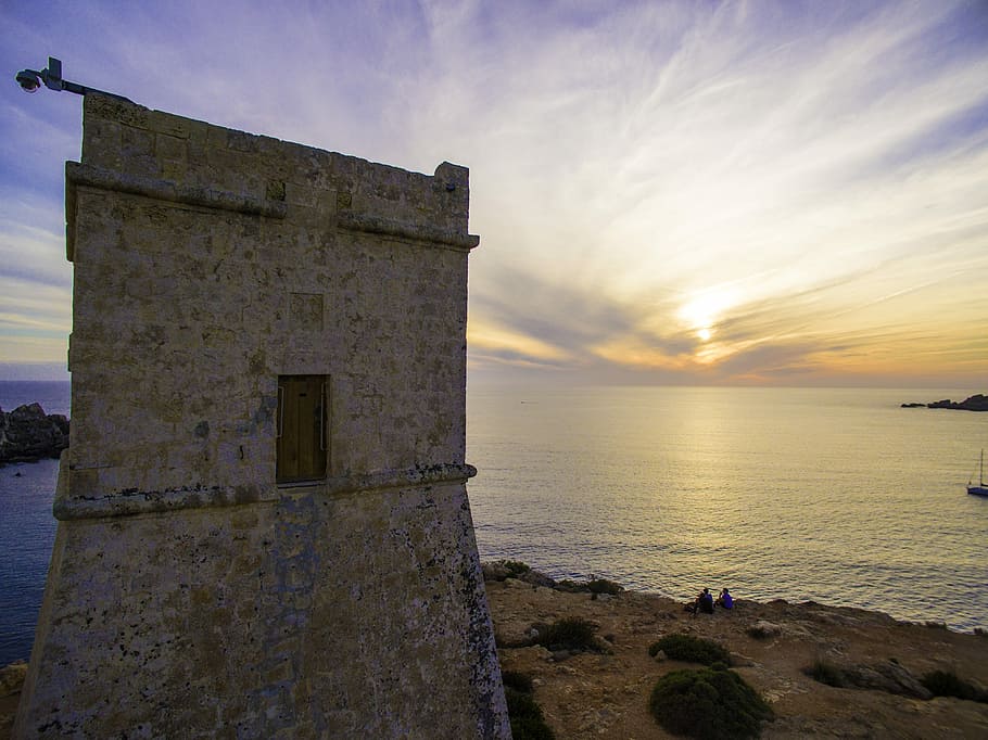 watch, tower, Ghajn Tuffieha, Malta, Watch Tower, malta watch tower, coastal tower, knights of st john, sea, mediterranean