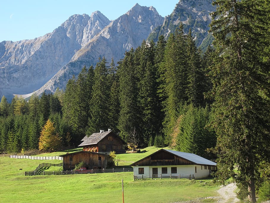 Cabana, Karwendel, Alpino, Montanhas, montanha, natureza, paisagem, Alpes europeus, ao ar livre, floresta
