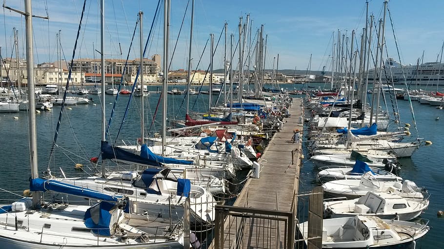 port, sète, wharf, boats, nautical vessel, transportation, mode of transportation, water, sailboat, moored