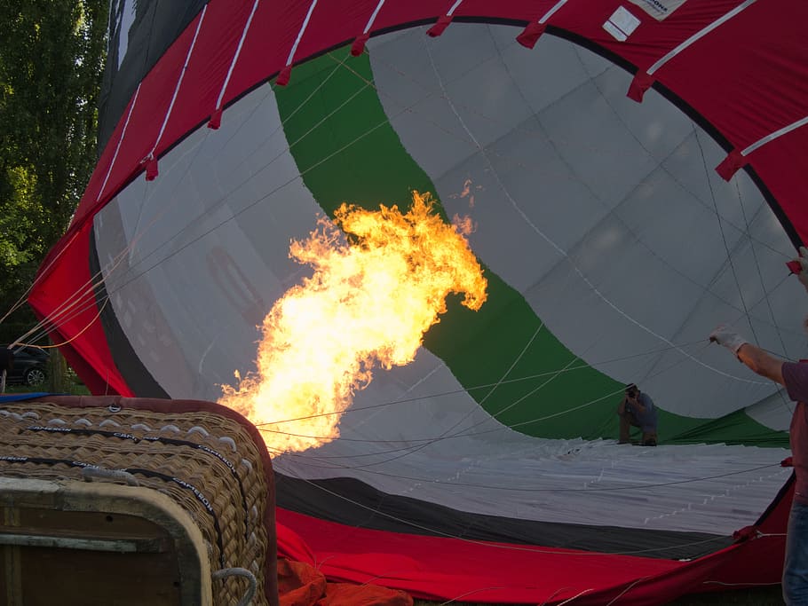 balon udara panas, balon, wahana balon udara panas, augsburg, pembakaran, api, api - fenomena alam, suhu - panas, alam, transportasi