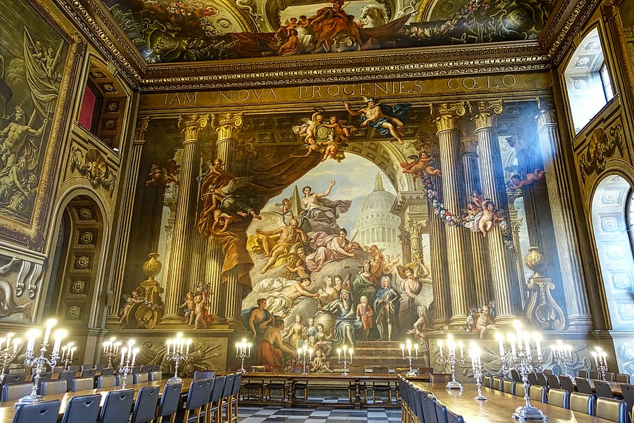 illustration, church, interior, hall, painted hall, greenwich, maritime museum, heritage, masterpiece, painted