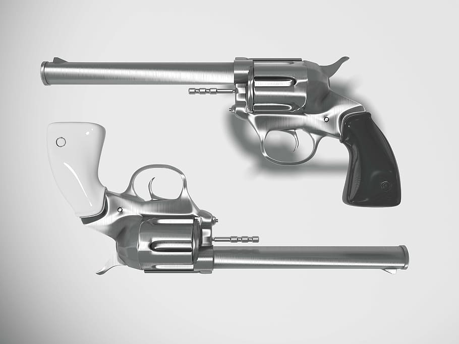 two revolvers, colt, revolver, pistol, hand gun, weapon, gun, handgun, crime, violence