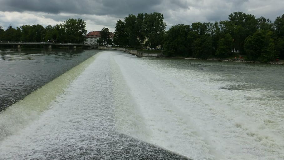 beachfront during daytime, landsberg, lech, water, weir, waterfall, primeval force, river, force, landscape