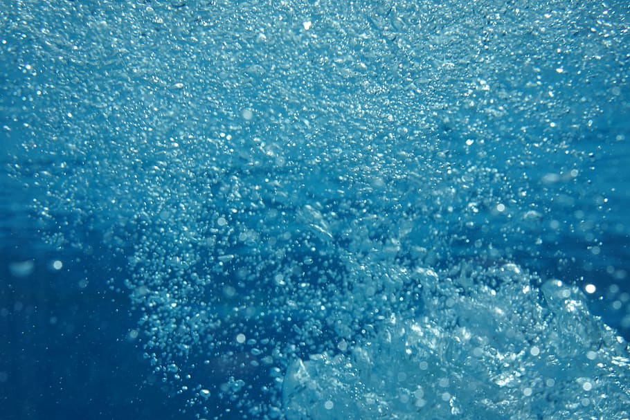 burbujas de aire, agua, bajo el agua, oxígeno, grasa, golpe, burbujas de agua, inmersión, piscina, azul