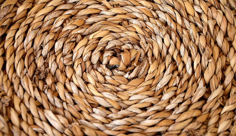 closeup, brown, rolled, decor, Basket, Braid, Structure, Woven, Straw, natural material