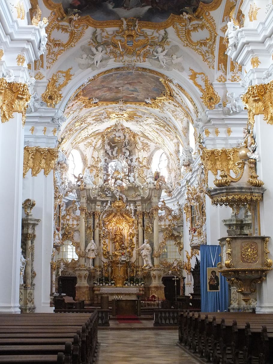 regensburg, old chapel, germany, bavaria, baroque, altar, gilded, high altar, catholic, belief