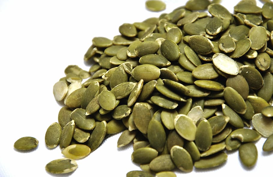 green seed lot, pumpkin seeds, kernels, green, seed, close-up, bean, food, heap, organic