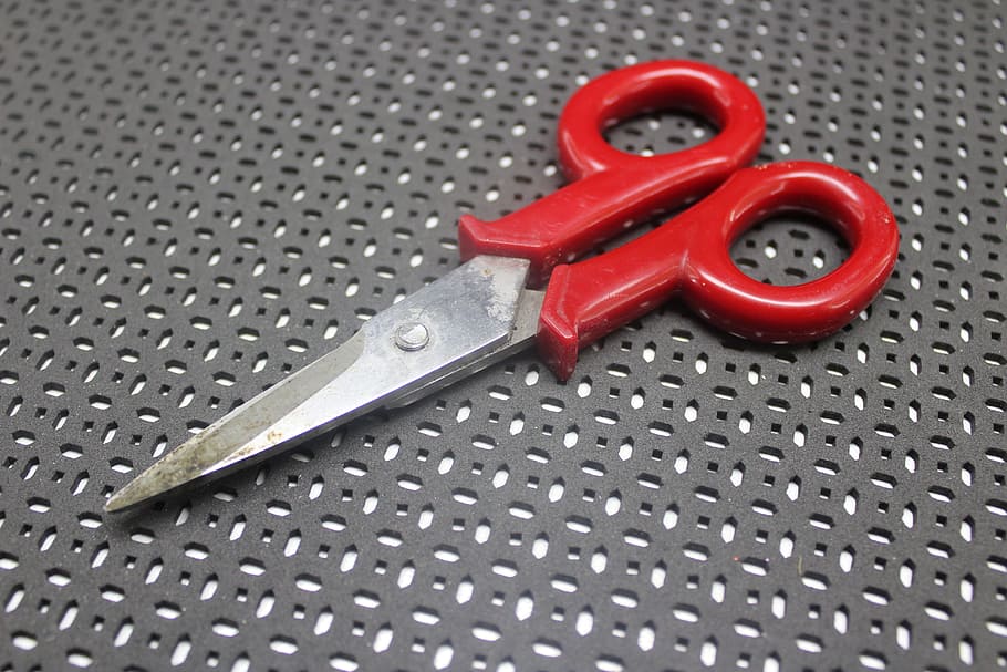 tool, scissors, electrician, red, metal, close-up, pattern, work tool, equipment, indoors