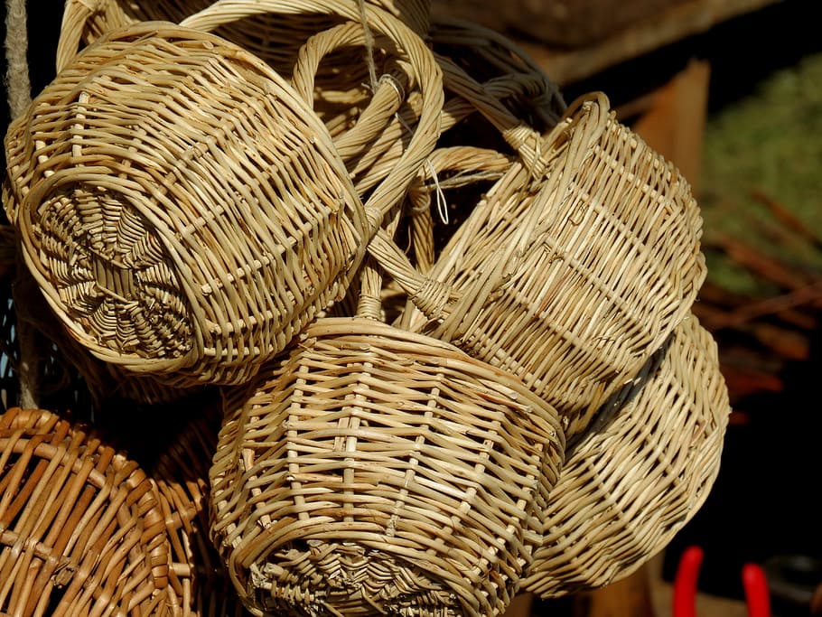 Baskets, Craft, Sales, Stand, Wickerwork, sales stand, wicker, weave, market, braided material