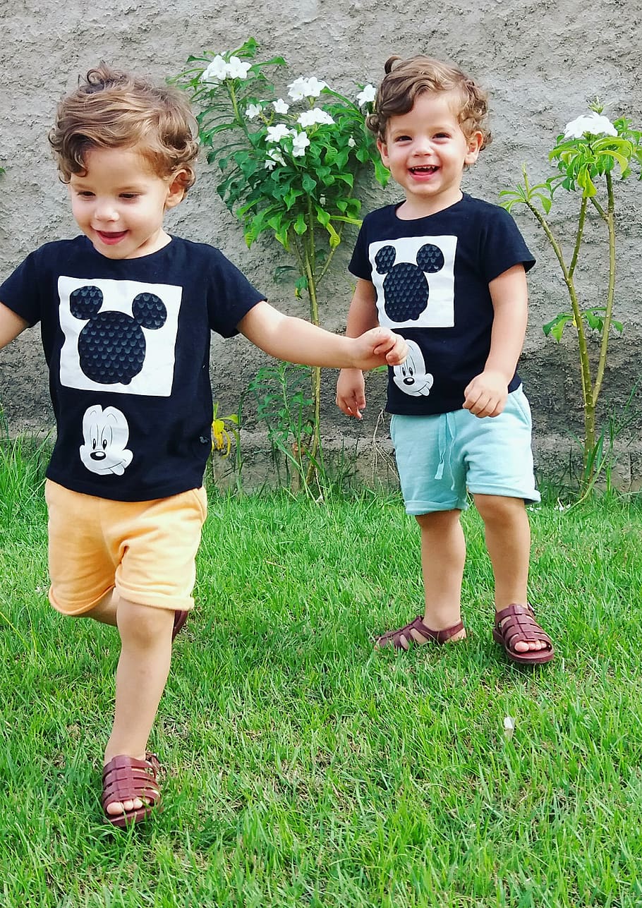 twins, brothers, together, happy, boys, children, beautiful, childhood, summer, child