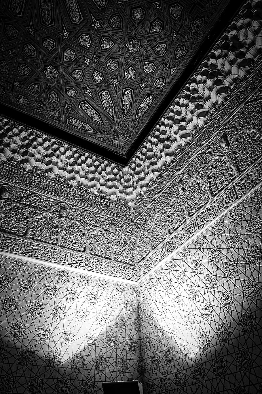 Patterns, Wall, Decoration, Interior, ornamental, texture, symmetrical, islam, mosque, architecture