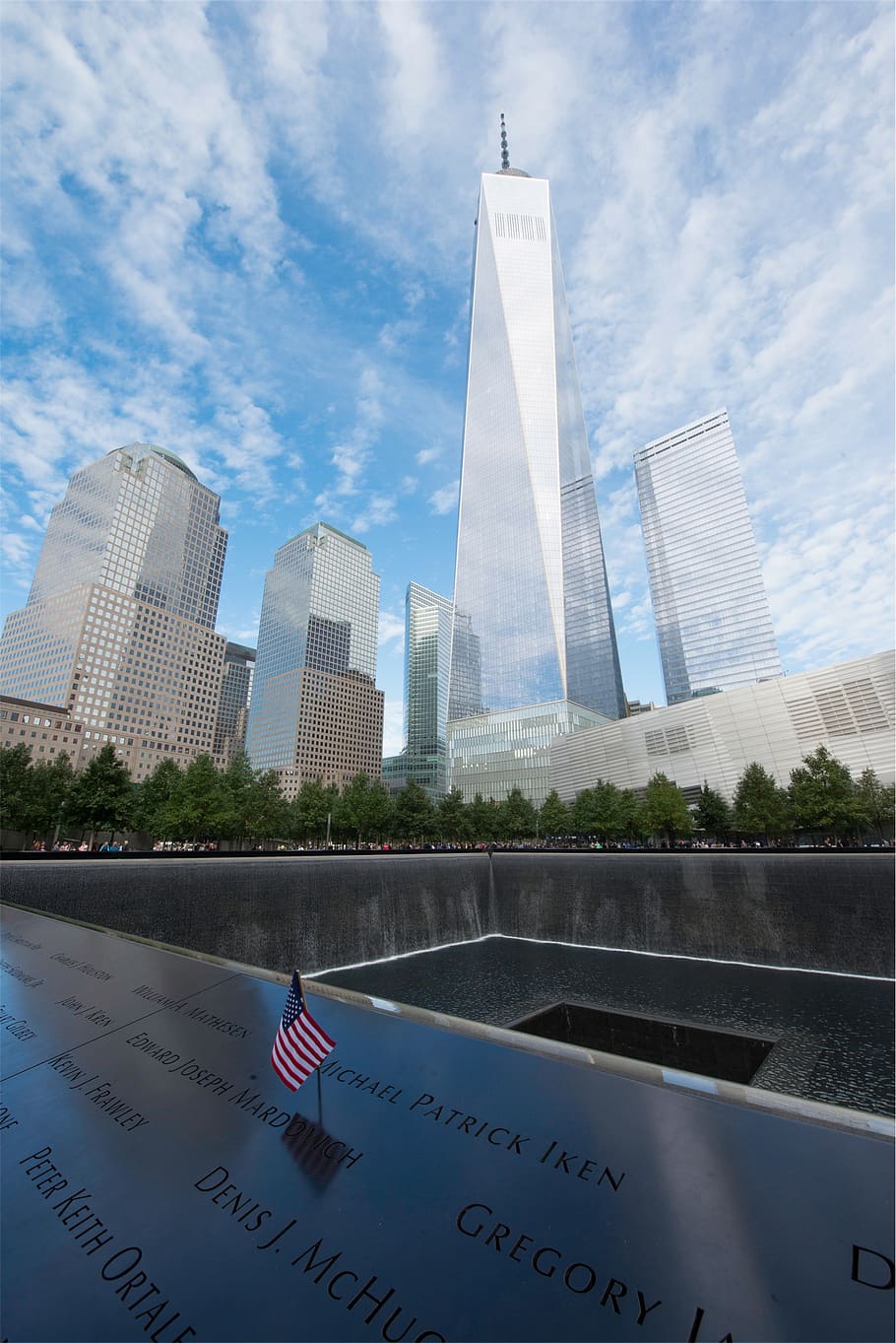 911, New York, city, twin towers, NYC, american, flag, USA, buildings