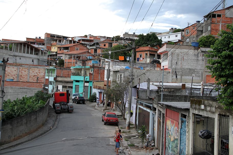 brazil, carapicuíba, favela, community, street without sidewalks, pool of water, dead-end street, brazilian reality, the real brazil, urban development