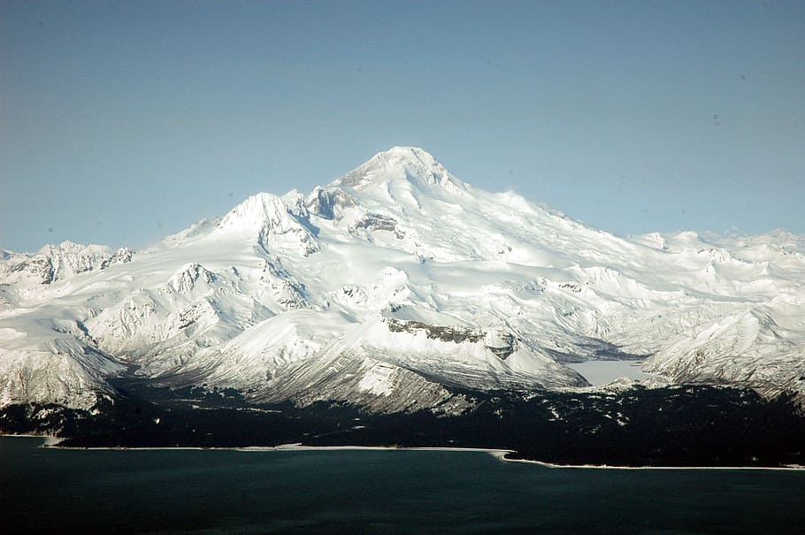 lanskap gunung berapi iliamna, clark danau, nasional, taman, gunung berapi Iliamna, lanskap, Taman Nasional Danau Clark, Alaska, foto, gunung