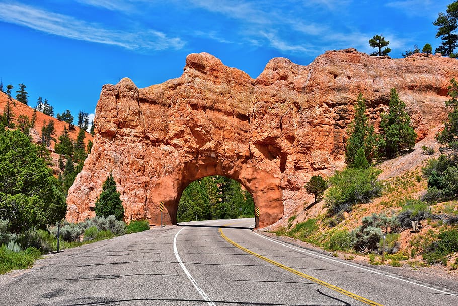 bryce canyon, utah, Amerika Serikat, Taman Nasional, permai, pemandangan, batu, geologi, batu pasir, jalan