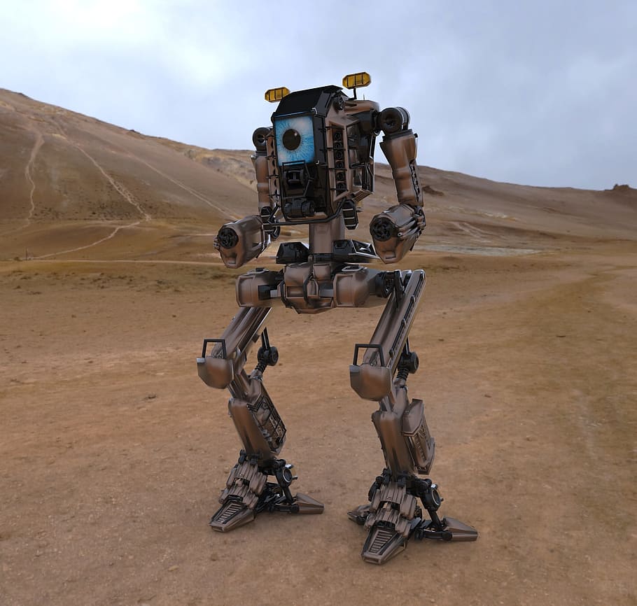 marrón, negro, robot, suelo, robótico, futuro, tecnología, 3d, artificial, procesamiento