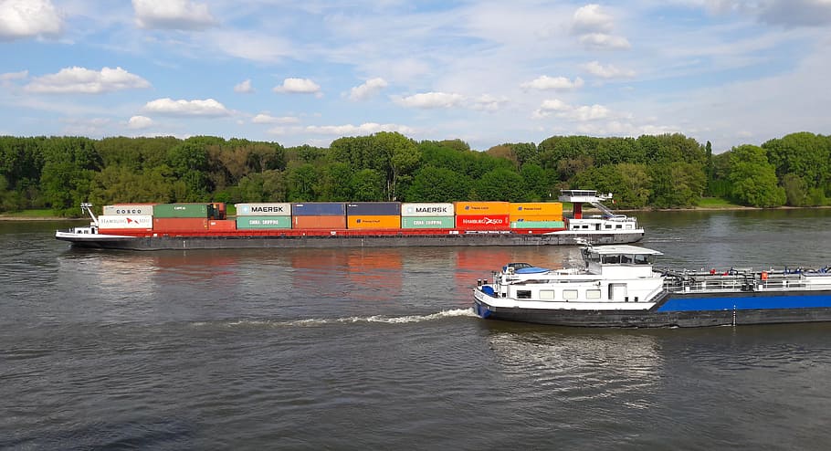 ship, rhine, shipping, nature, river, water, transport, rhine river, bonn, siebengebirge