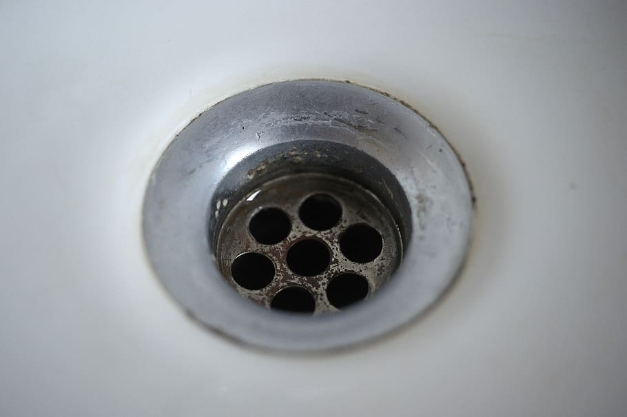 selective, focus photography, round, gray, metal drain, Drain, Water, Drainage, Sink, water drainage