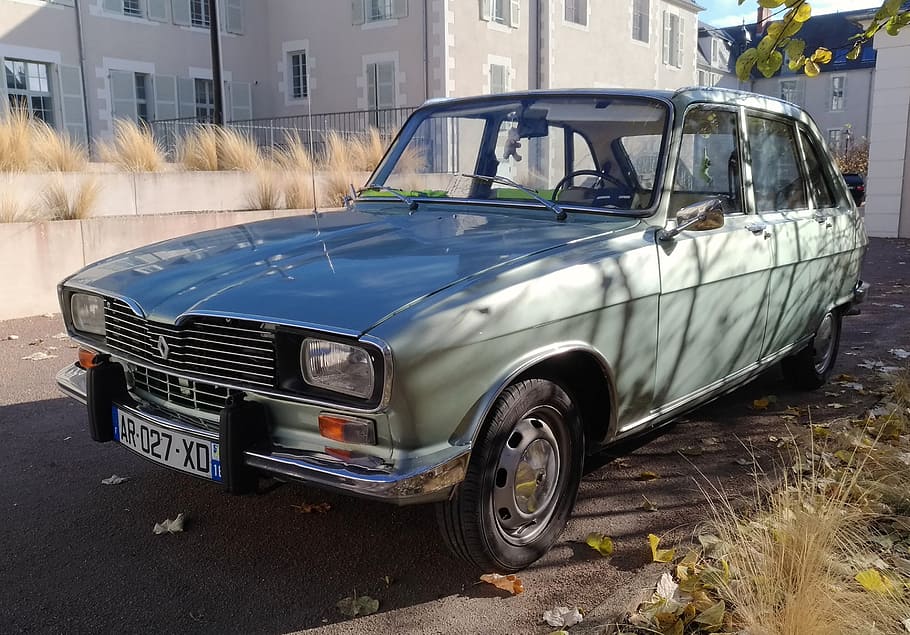 Renault 16, grey, vehicle, parked, building, mode of transportation, transportation, car, motor vehicle, land vehicle