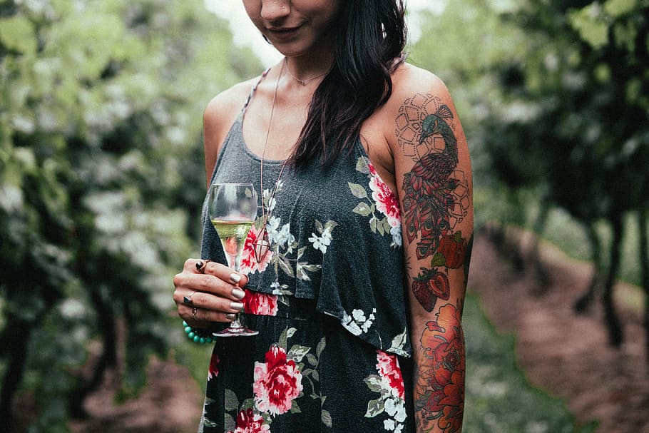 woman, wine, vineyard, person, female, nature, outdoors, drink, alcohol, beverage