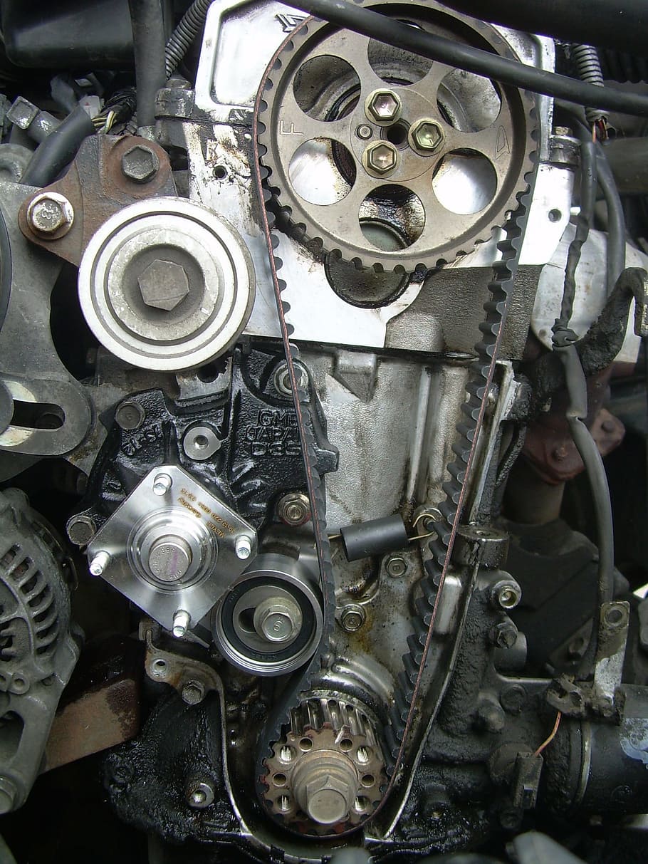 gris, negro, motor del vehículo, distribución, motor, reparación de automóviles, mecánica, barra, pieza de la máquina, modo de transporte