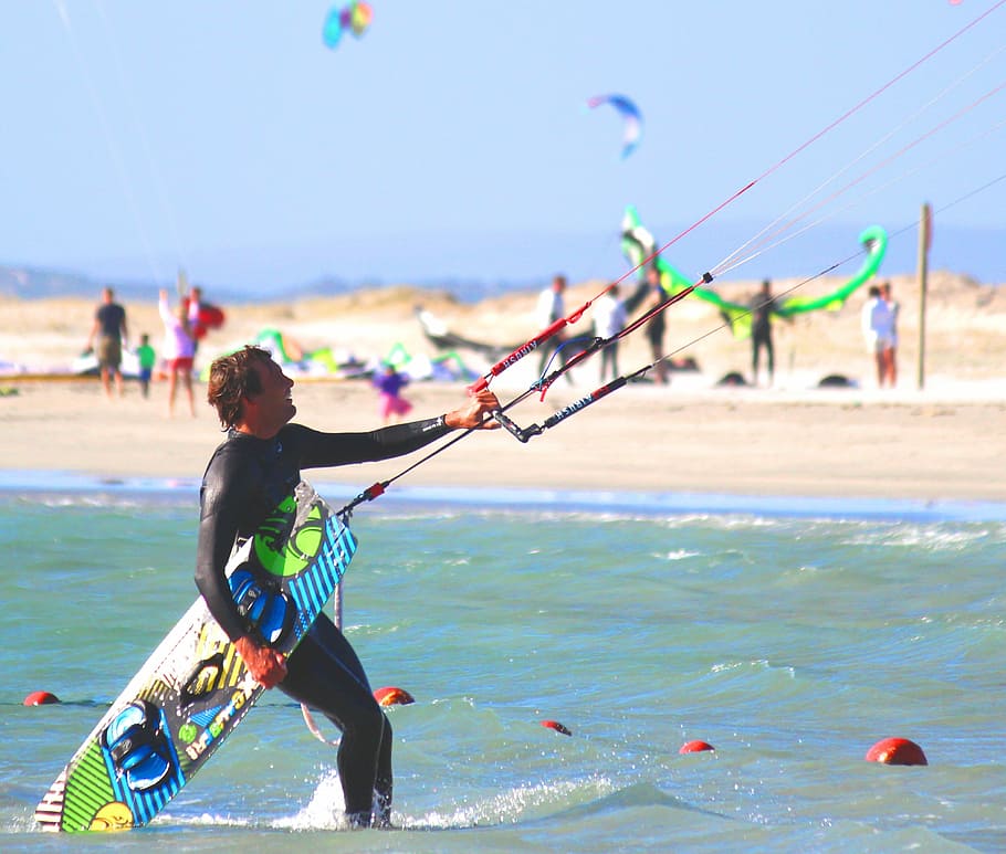 Cometas, agua, deportes, viento, deporte, deportes acuáticos, hombre, kite surf, cielo, hobby