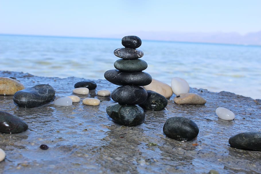 Pebbles, Sea Water, Nature, Summer, sea, beach, crete, pebble, stone - Object, balance