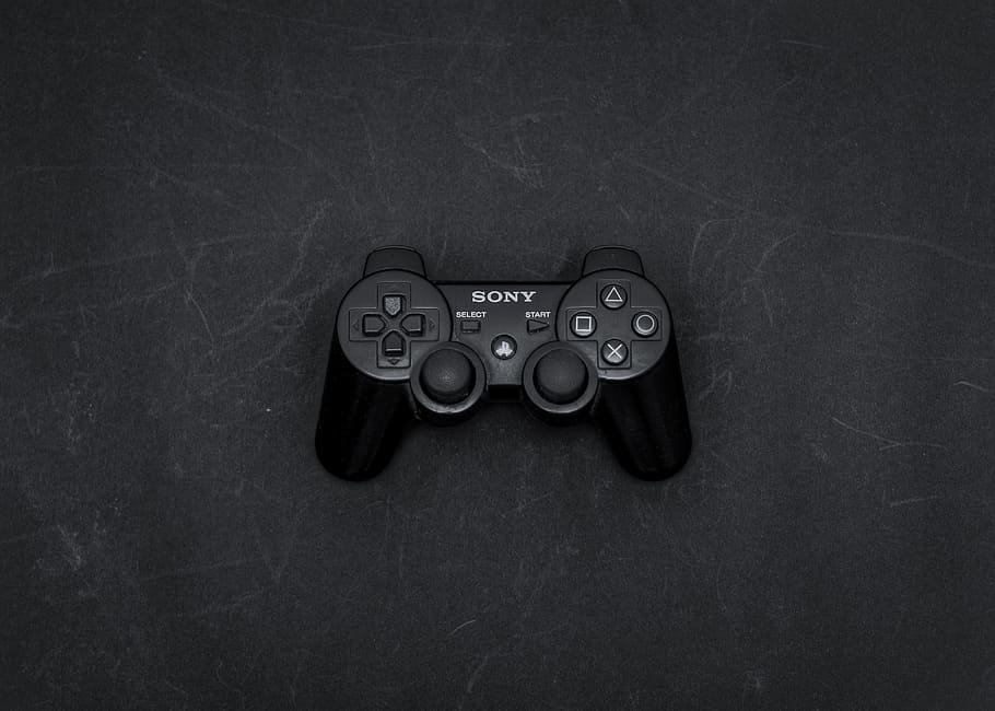 sony dualshock 3, wireless, grayscale shot, playstation, video games, gaming, controller, entertainment, indoors, close-up