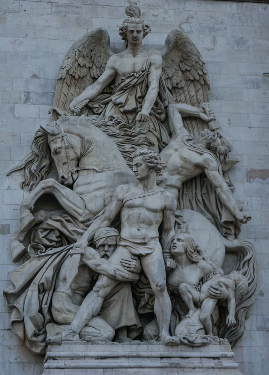 arc, de, triomphe, Paris, Arc De Triomphe, kota kosmopolitan, champs elysées, tempat menarik, france, patung