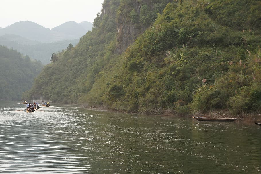 china, page gorge of yangtze river, boat trip, water, tree, transportation, mountain, nautical vessel, plant, beauty in nature