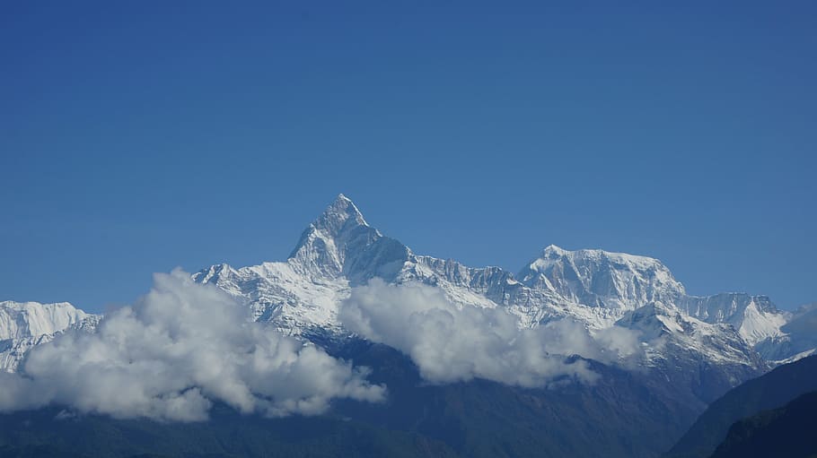 Montaña, Annapurna, Nepal, cielo, paisaje, viaje, naturaleza, pico, himalaya, senderismo